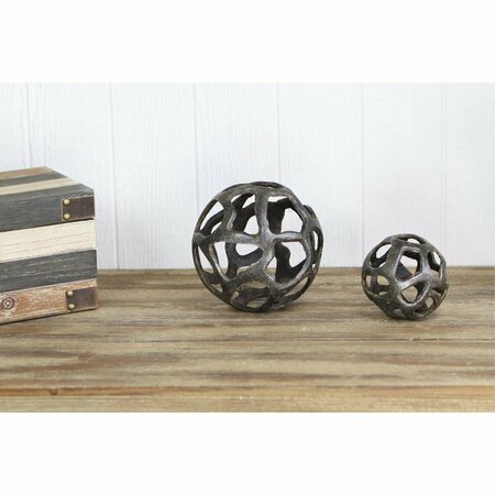 H2H Cast Iron Orb with Abstract Permeating Pattern in A Natural & Black Finish - Large H22842321
